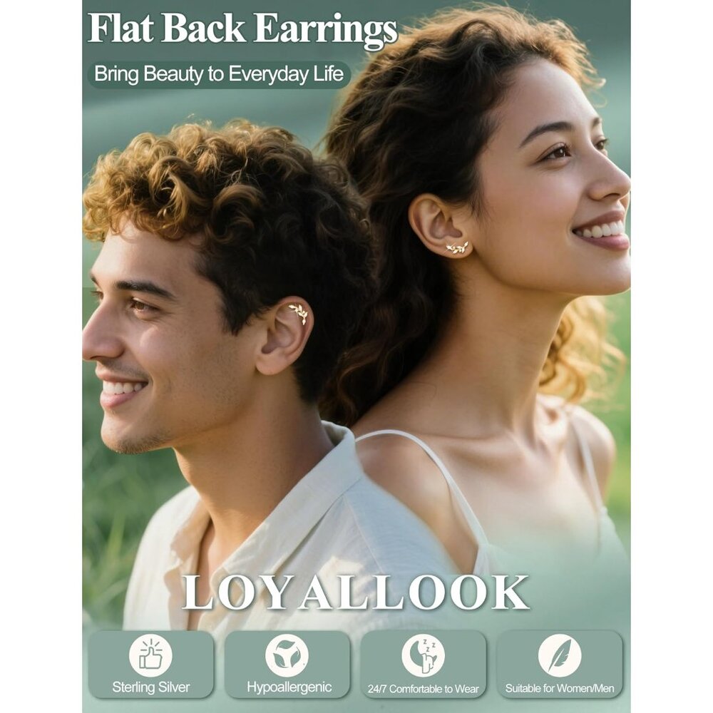 Comfortable Flat Back Stud Earrings - 925 Silver … - image 2